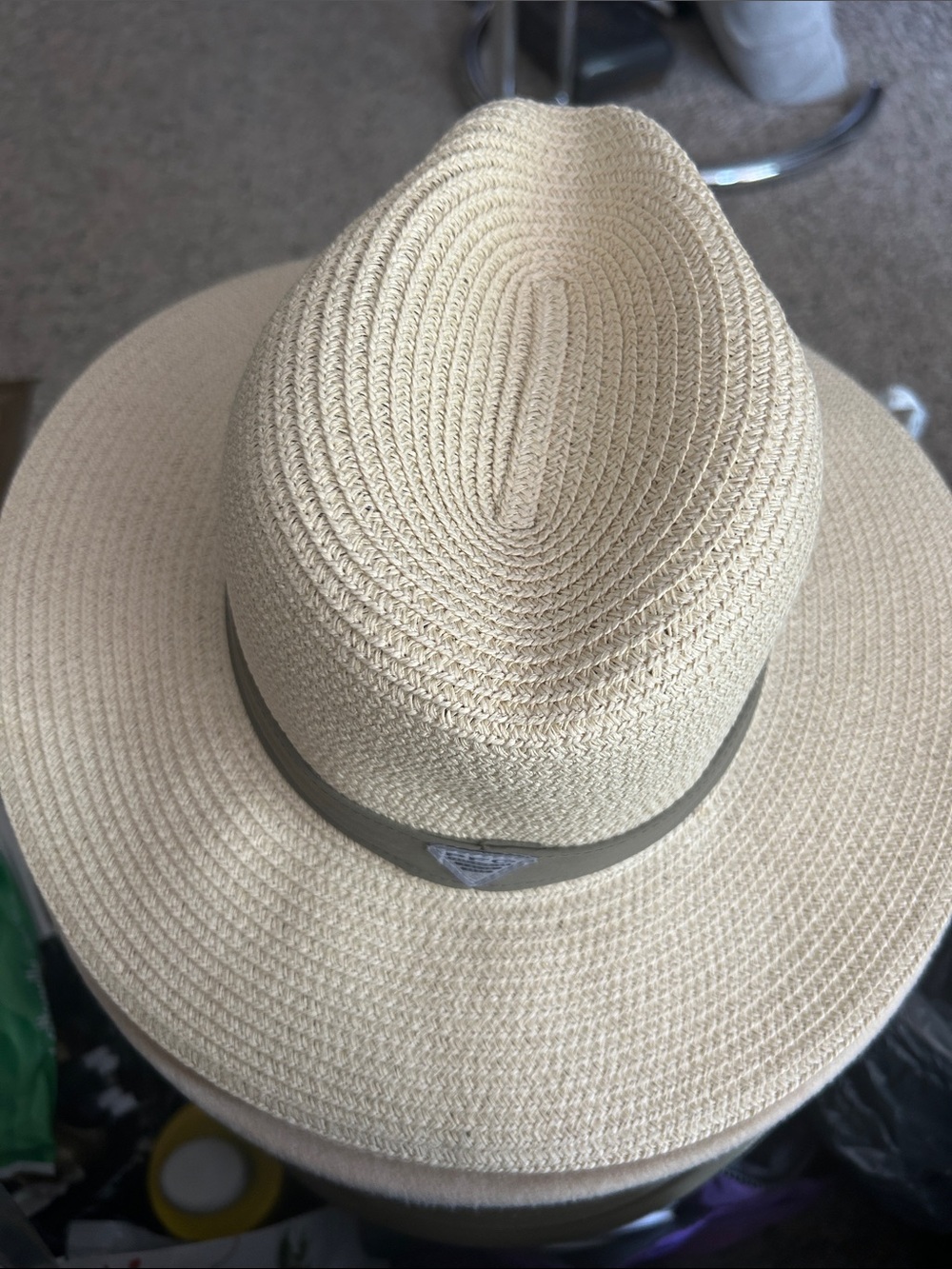 Men's Wide-Brim Straw Fedora Hat with Olive Band